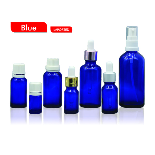 Blue Glass Dropper Bottles